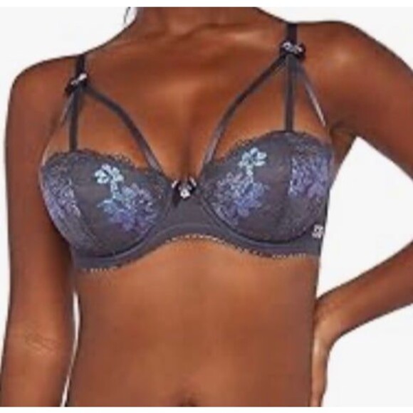 Savage X fenty bra size 38B living in the clouds iridescent caged demi bra nwot - Picture 2 of 10